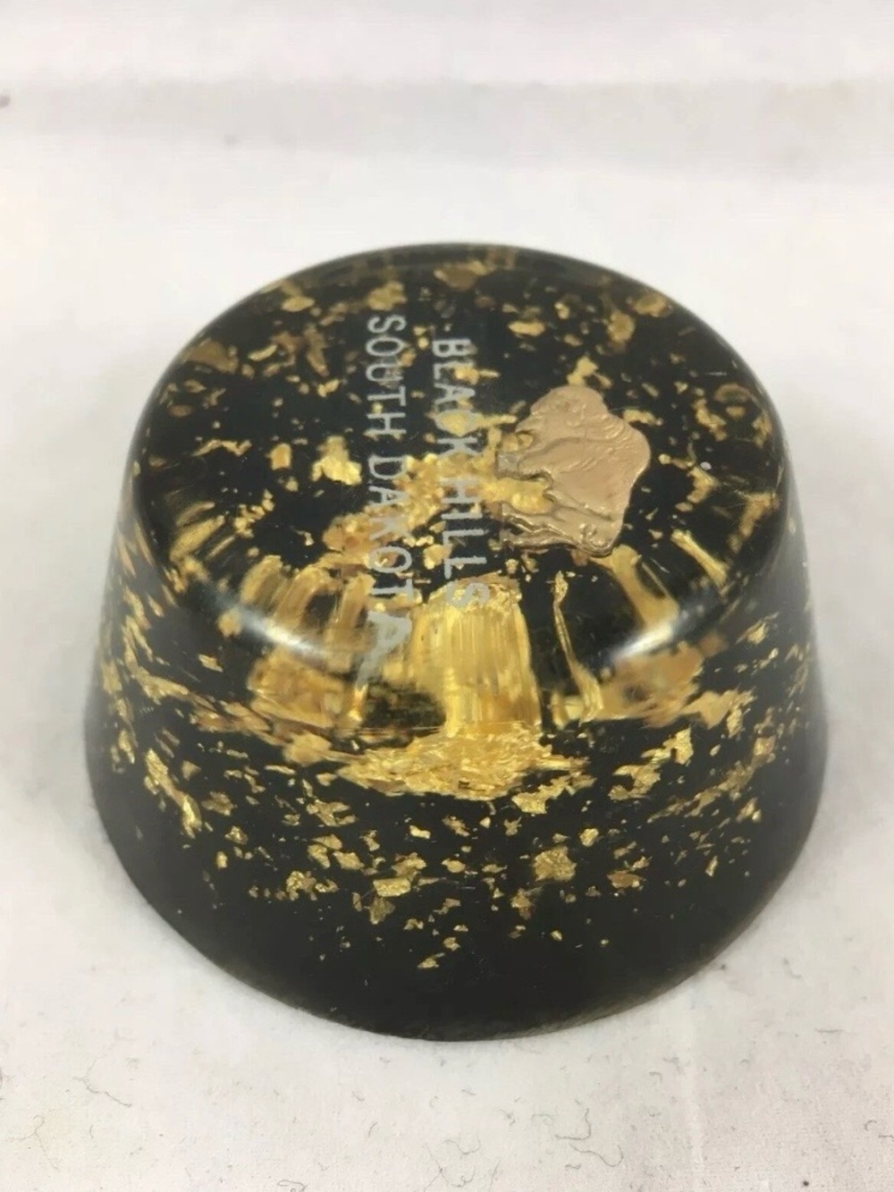 Black Hills Gold South Dakota Gold Flakes Clear  Acrylic Desktop Paperweight